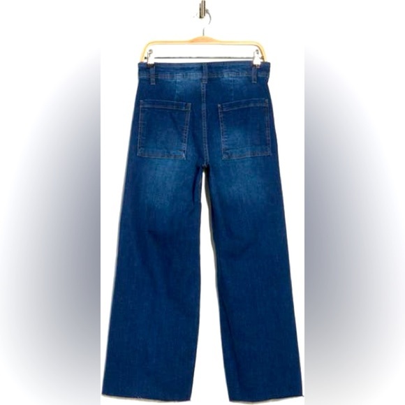 Oat New York High Waisted Denim Blue Jeans Bootcut Flare Wide Leg - Picture 2 of 12